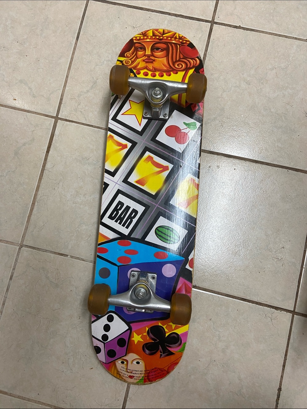 Vintage Y2K Multicolor Casino Graphics Skateboard